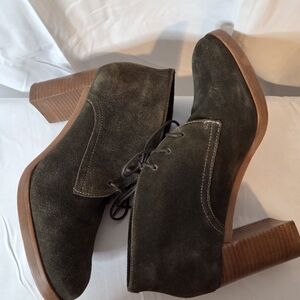 Johnston & Murphy Dark Green Suede Leather Alanya Lace-up Booties Size 10
